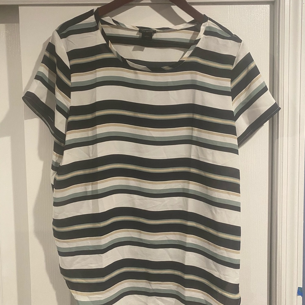 Ann Taylor Striped Silky T Shirt Size Large